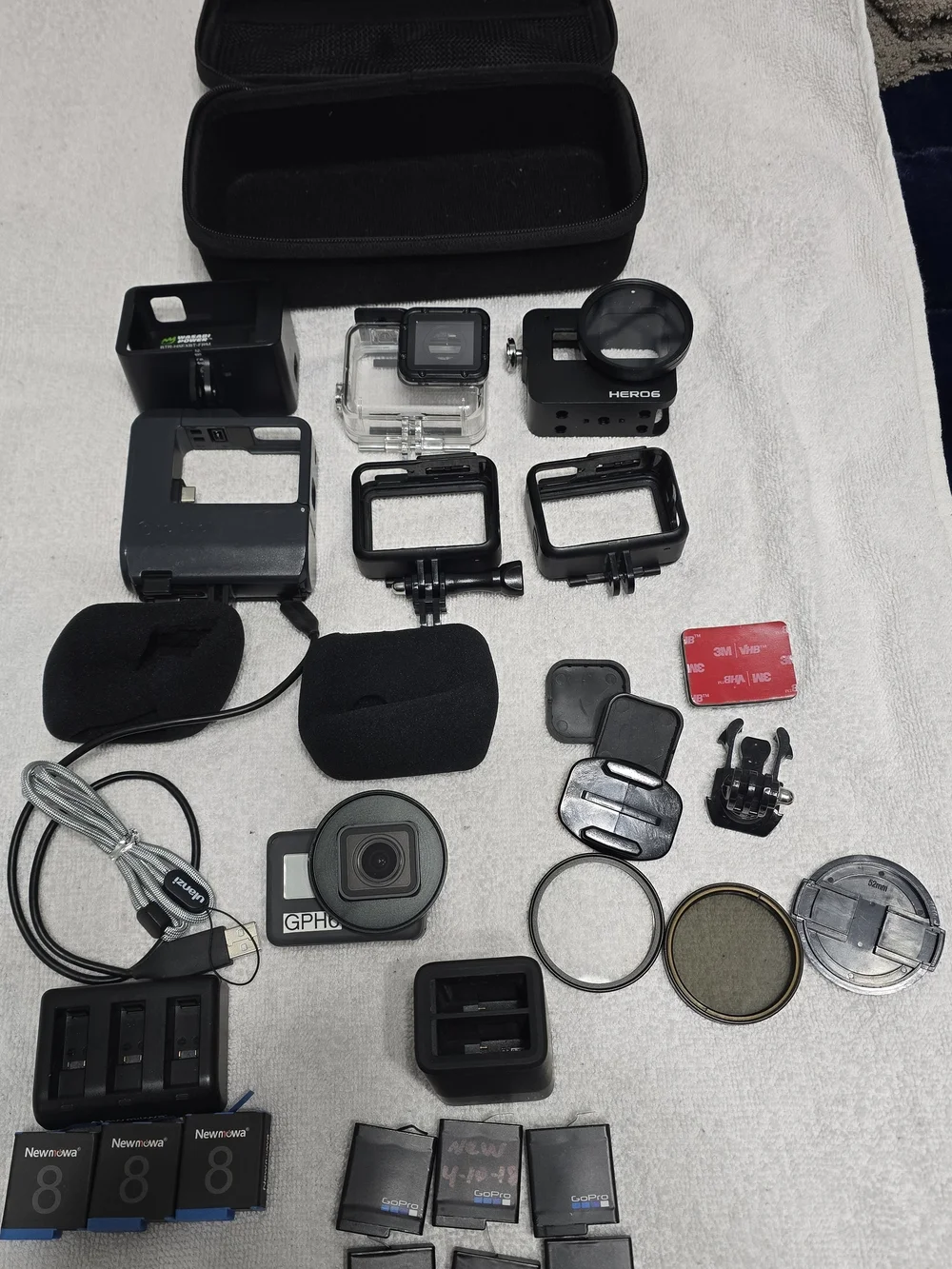 USED! GoPro Hero 6 Black Action Camera Bundle - Black and Gray Accessories
